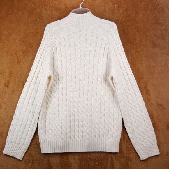 JW ANDERSON Mens Sweater Large Cream 1/4 Zip Cable Knit 100% Merino Wool $690 - Picture 4 of 8